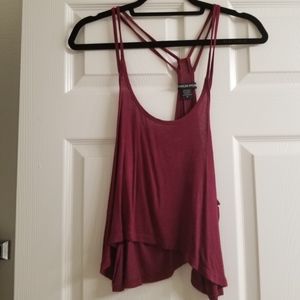 Burgundy crop double spaghetti strap